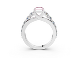 White gold Fancy Pink Radiant  Cut Diamond Engagement Ring with Pavé Band and Four-Prong Setting_6
