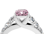 White gold Fancy Pink Radiant  Cut Diamond Engagement Ring with Pavé Band and Four-Prong Setting_7