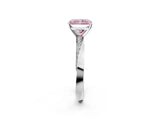 White gold Fancy Pink Radiant Cut Diamond Engagement Ring with Side Stone Accents and Four-Prong Setting_100