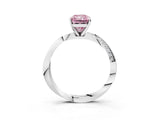 White gold Fancy Pink Radiant Cut Diamond Engagement Ring with Side Stone Accents and Four-Prong Setting_101
