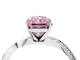 White gold Fancy Pink Radiant Cut Diamond Engagement Ring with Side Stone Accents and Four-Prong Setting_28