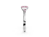 White gold Fancy Pink Radiant Cut Diamond Engagement Ring with Side Stone Accents and Four-Prong Setting_2