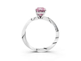 White gold Fancy Pink Radiant Cut Diamond Engagement Ring with Side Stone Accents and Four-Prong Setting_3