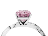White gold Fancy Pink Radiant Cut Diamond Engagement Ring with Side Stone Accents and Four-Prong Setting_4