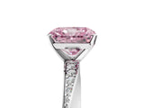 White gold Fancy Pink Radiant Cut Diamond Engagement Ring with Side Stone Accents and Four-Prong Setting_5