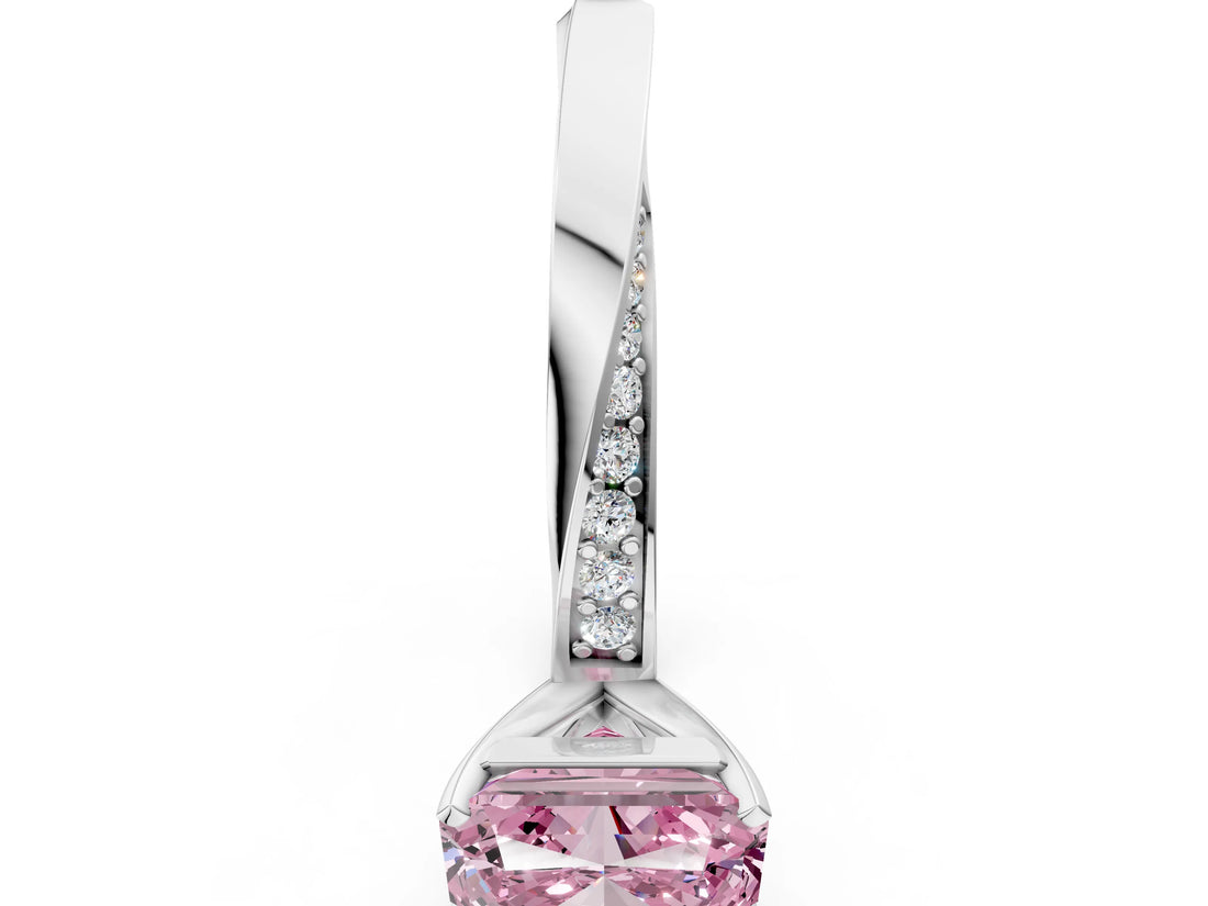 White gold Fancy Pink Radiant Cut Diamond Engagement Ring with Side Stone Accents and Four-Prong Setting_60