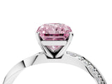 White gold Fancy Pink Radiant Cut Diamond Engagement Ring with Side Stone Accents and Four-Prong Setting_64