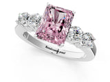 White gold Fancy Pink Radiant  Cut Diamond Five-Stone Prong Set White Gold Ring_33