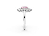 White gold Fancy Pink Radiant Cut Diamond Floral Double Halo Engagement Ring with Prong Setting_44