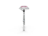 White gold Fancy Pink Radiant  Cut Diamond Floral Halo Engagement Ring with Pavé Band and Prong Setting_51