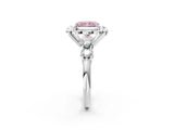 White gold Fancy Pink Radiant  Cut Diamond Floral Halo Engagement Ring with Shared Prong Setting 3