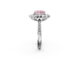 White gold Fancy Pink Radiant  Cut Diamond Floral Halo Pave Band with Prong Setting_39