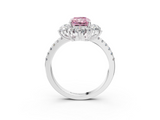 White gold Fancy Pink Radiant  Cut Diamond Floral Halo Pave Band with Prong Setting_40