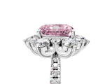 White gold Fancy Pink Radiant  Cut Diamond Floral Halo Pave Band with Prong Setting_42