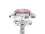 White gold Fancy Pink Radiant Cut Diamond Floral Halo Split Shank Prong Setting Ring_5