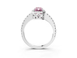 White gold Fancy Pink Radiant Cut Diamond Halo Engagement Ring with Pavé Band and Prong Setting_42