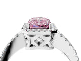 White gold Fancy Pink Radiant Cut Diamond Halo Engagement Ring with Pavé Band and Prong Setting_43