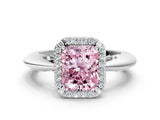 White gold Fancy Pink Radiant  Cut Diamond Halo Engagement Ring with Split Shank and Four-Prong Setting_90
