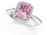 White gold Fancy Pink Radiant  Cut Diamond Halo Engagement Ring with Split Shank and Four-Prong Setting_91