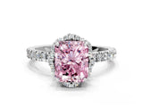 White gold Fancy Pink Radiant Cut Diamond Halo Pave Band with Four-Prong Setting_3