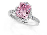 White gold Fancy Pink Radiant Cut Diamond Halo Pave Band with Four-Prong Setting_4