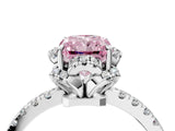 White gold Fancy Pink Radiant Cut Diamond Halo Pave Band with Four-Prong Setting_7