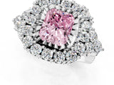 White gold Fancy Pink Radiant Cut Diamond Halo Ring with Pavé Band and Four-Prong Setting_53