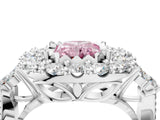 White gold Fancy Pink Radiant Cut Diamond Halo Ring with Pavé Band and Four-Prong Setting_57