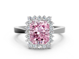 White gold Fancy Pink Radiant  Cut Diamond Halo Ring with Round Brilliant Halo and Solitaire Band_85