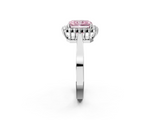 White gold Fancy Pink Radiant  Cut Diamond Halo Ring with Round Brilliant Halo and Solitaire Band_87
