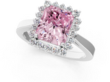 White gold Fancy Pink Radiant  Cut Diamond Halo Ring with Round Brilliant Halo and Solitaire Band_88