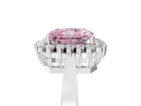 White gold Fancy Pink Radiant  Cut Diamond Halo Ring with Round Brilliant Halo and Solitaire Band_92