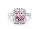 White gold Fancy Pink Radiant  Cut Diamond Halo Ring with Solitaire Band and Prong Setting_71