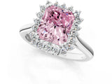 White gold Fancy Pink Radiant  Cut Diamond Halo Ring with Solitaire Band and Prong Setting_72