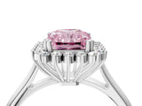 White gold Fancy Pink Radiant  Cut Diamond Halo Ring with Solitaire Band and Prong Setting_78