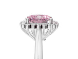 White gold Fancy Pink Radiant  Cut Diamond Halo Ring with Solitaire Band and Prong Setting_79