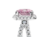 White gold Fancy Pink Radiant Cut Diamond Halo Ring with Split Shank Pavé Band and Prong Setting_85