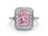 White gold Fancy Pink Radiant Cut Diamond Halo Ring with Split Shank and Four-Prong Setting_86