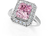 White gold Fancy Pink Radiant Cut Diamond Halo Ring with Split Shank and Four-Prong Setting_88