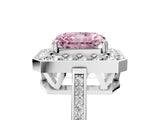 White gold Fancy Pink Radiant Cut Diamond Halo Ring with Split Shank and Four-Prong Setting_92