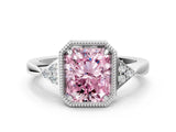 White gold Fancy Pink Radiant Cut Diamond Halo Ring with Tapered Band and Four-Prong Setting_19