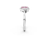 White gold Fancy Pink Radiant Cut Diamond Halo Ring with Tapered Band and Four-Prong Setting_21