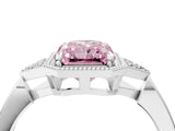 White gold Fancy Pink Radiant Cut Diamond Halo Ring with Tapered Band and Four-Prong Setting_23