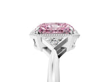 White gold Fancy Pink Radiant Cut Diamond Halo Ring with Tapered Band and Four-Prong Setting_24