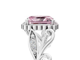 White gold Fancy Pink Radiant Cut Diamond Halo Ring with Vintage Split Shank and Four-Prong Setting_114