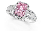 White gold Fancy Pink Radiant Cut Diamond Halo Split Shank Engagement Ring_75