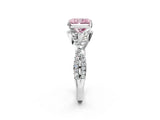 White gold Fancy Pink Radiant Cut Diamond  Halo Twist Band Solitaire Prong Setting Ring_15