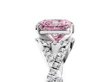 White gold Fancy Pink Radiant Cut Diamond  Halo Twist Band Solitaire Prong Setting Ring_18