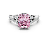 White gold Fancy Pink Radiant Cut Diamond  Halo Twist Band Solitaire Prong Setting Ring_25