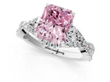 White gold Fancy Pink Radiant Cut Diamond  Halo Twist Band Solitaire Prong Setting Ring_26